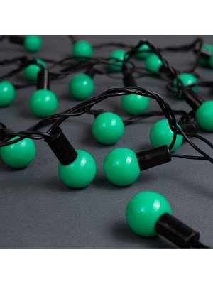 Гирлянда «Нить» 10 м с насадками «Шарики 2.5 см», IP44, тёмная нить, 100 LED, свечение зелёное, 8 режимов, 220 В