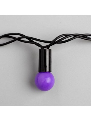 Гирлянда «Нить» 10 м с насадками «Шарики 1.5 см», IP44, тёмная нить, 100 LED, свечение фиолетовое, 8 режимов, 220 В