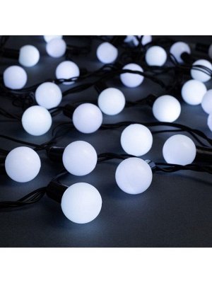 Гирлянда «Нить» 10 м с насадками «Шарики 2.5 см», IP44, тёмная нить, 100 LED, свечение белое, 8 режимов, 220 В