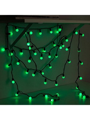 Гирлянда «Нить» 20 м с насадками «Шарики 1.5 см», IP44, тёмная нить, 200 LED, свечение зелёное, 8 режимов, 220 В