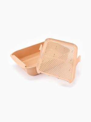Туалет для кошек Марсель глубокий с сеткой 50x34.5x12 см (полипропилен) бежевый