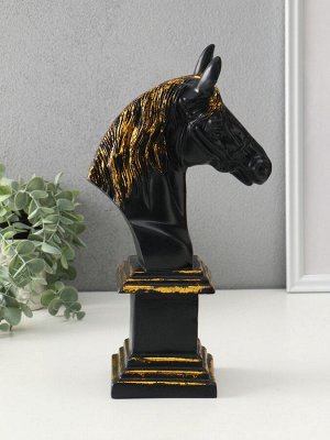 Фигура «Постамент: Бюст лошади», 31.5x10x17 см, чёрный с позолотой