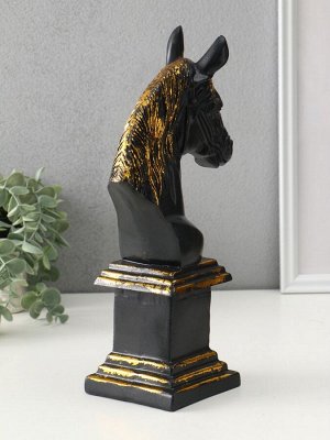 Фигура «Постамент: Бюст лошади», 31.5x10x17 см, чёрный с позолотой