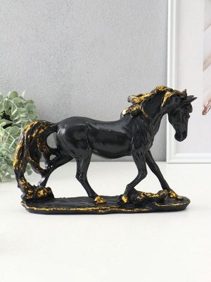 Фигура «Лошадь на камне», 20x29x7.5 см, чёрный с позолотой