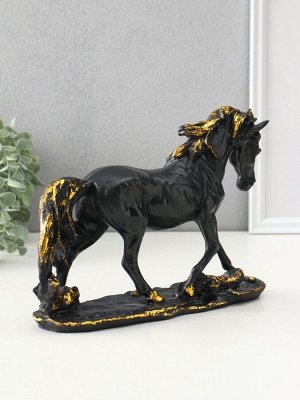 Фигура «Лошадь на камне», 20x29x7.5 см, чёрный с позолотой