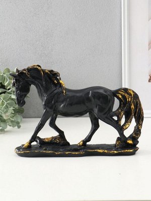 Фигура «Лошадь на камне», 20x29x7.5 см, чёрный с позолотой