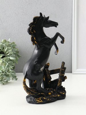 Фигура «Конь у ограды», 29.5x18x8.5 см, чёрный с позолотой