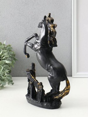 Фигура «Конь у ограды», 29.5x18x8.5 см, чёрный с позолотой