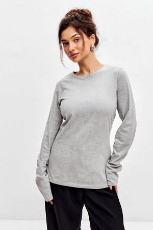 Лонгслив женский из кулирки серый