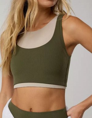 By Aerie Real Me XTRA Rib Switch Up High Neck Sports Bra