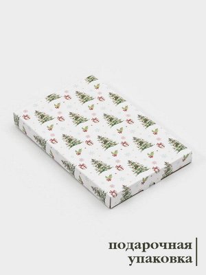 Блюдо новогоднее сервировочное Доляна «Рождественская ель», 25x15 см, стекло, белое, зелёное
