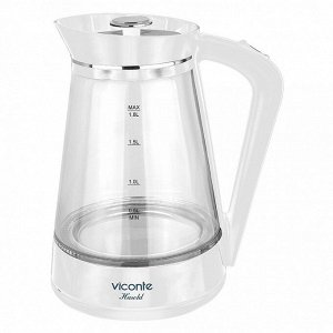 Чайник электрический "Viconte" 1,8л, 2200Вт, закрытый нагревательный элемент, корпус из высококачественного термостойкого стекла, LED подсветка, шкала уровня воды, автоматическое отключение при закипа