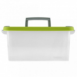 Контейнер для продуктов пластмассовый 8л, 34,7х23,2х16,3см, с крышкой, с защелками и ручкой, оливковый (Россия)