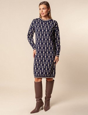 Платье жаккардовой вязки с кашемиром