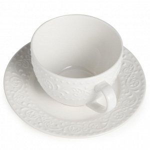 Чайный набор из фарфора Fine China FLORAL с рельефным орнаментом, 290 мл