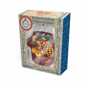 Новогоднее подвесное украшение Золотая шишка из стекла / 2х9х6,5см (НГ)