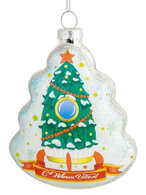 Новогоднее подвесное украшение Космическая елка из стекла / 2х9,5х8см (НГ)
