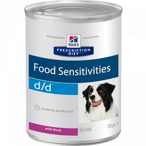 Hill's PD Canine конс 370гр d/d д/соб Дермат/пищевая аллергия Утка (1/12)