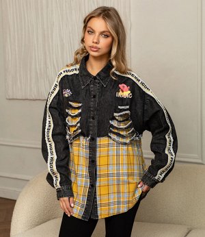 Рубашка #КТ36158, жёлтый,чёрный