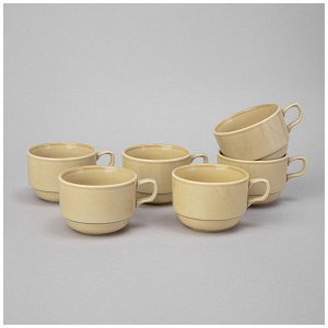 Чайные чашки Lefard Tint, фарфор, 250 мл, пастельный жёлтый, набор из 6
