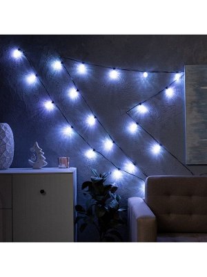 Умная гирлянда «Нить» 6 м с насадками «Шишки», IP20, тёмная нить, 20 LED, свечение RGB, USB
