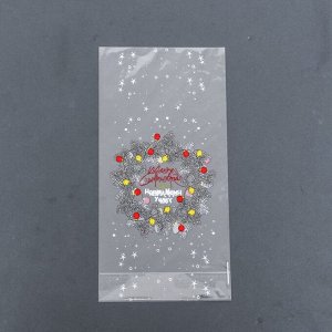 Пакет новогодний фасовочный БОПП, с донной складкой, «Венок» 15x30 см