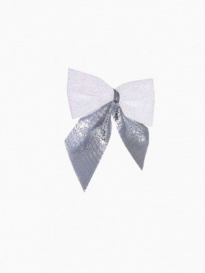 Ёлочные игрушки 12 шт. «Зимнее волшебство. Бант» пластик, 5.5x5 см, серебристо-белый
