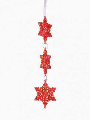 Ёлочная игрушка «Зимнее волшебство. Снежинка подвесная», 23x5.5 см, красный перелив