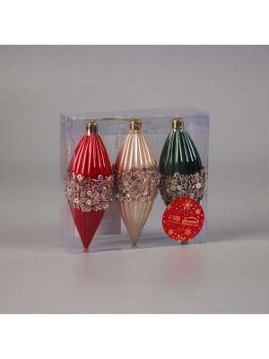 Ёлочная игрушка набор 3 шт. «Сосулька Коул» 12x4.5 см, МИКС