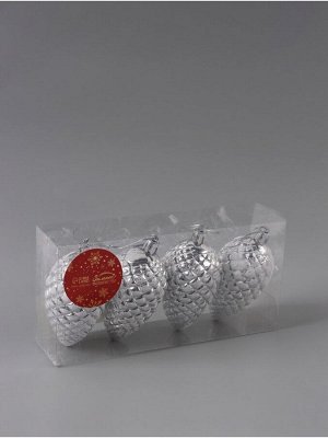 Ёлочные игрушки 4 шт. «Снежная шишка» 7x4.5 см