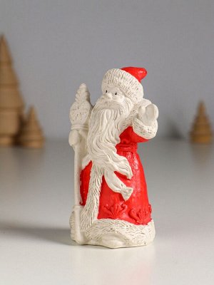 Фигурка гипс «Дед Мороз с посохом», 10x6 см