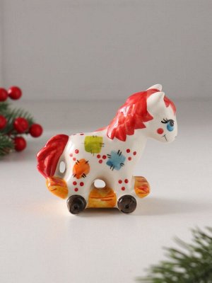 Фигурка фарфор «Качалка. Лошадка на колесах», 8 см
