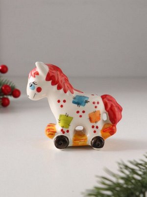 Фигурка фарфор «Качалка. Лошадка на колесах», 8 см