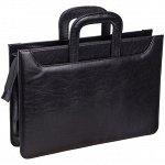 Портфель OfficeSpace &quot;Irena&quot; кожзам, черный, 2 отделения, молния, задвиг. ручки