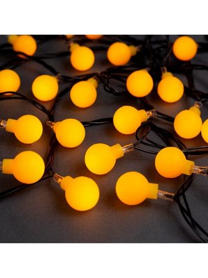 Гирлянда «Нить» 5 м с насадками «Шарики жёлтые», IP20, тёмная нить, 30 LED, свечение жёлтое, 8 режимов, 220 В