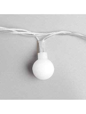 Гирлянда «Нить» 5 м с насадками «Шарики белые», IP20, прозрачная нить, 30 LED, свечение тёплое белое, 8 режимов, 220 В