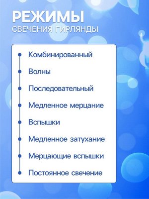 Гирлянда «Нить» 5 м с насадками «Шарики синие», IP20, тёмная нить, 30 LED, свечение синее, 8 режимов, 220 В