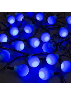 Гирлянда «Нить» 5 м с насадками «Шарики синие», IP20, тёмная нить, 30 LED, свечение синее, 8 режимов, 220 В