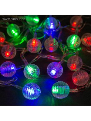 Гирлянда «Нить» 5 м с насадками «Шарики льда», IP20, прозрачная нить, 20 LED, свечение мульти (RG/RB), мигание, 220 В