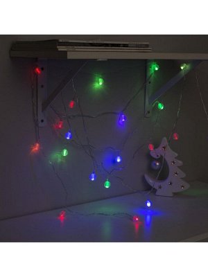 Гирлянда «Нить» 5 м с насадками «Шарики льда», IP20, прозрачная нить, 20 LED, свечение мульти (RG/RB), мигание, 220 В
