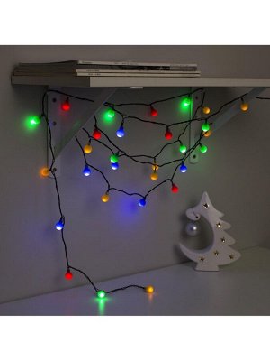 Гирлянда «Нить» 5 м с насадками «Шарики цветные», IP20, тёмная нить, 30 LED, свечение мульти, 8 режимов, 220 В