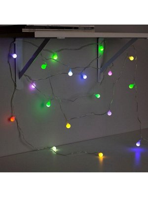 Гирлянда «Нить» 5 м с насадками «Шарики белые», IP20, прозрачная нить, 20 LED, свечение мульти (RG/RB), мигание, 220 В