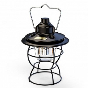 Retro Lamp. Многофункциональный кемпинговый фонарь. Аккумуляторная Ретро лампа водостойкая на 60 часов работы без подзарядки! Цвет черный