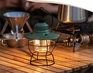 Retro Lamp. Многофункциональный кемпинговый фонарь. Аккумуляторная Ретро лампа водостойкая на 60 часов работы без подзарядки! Цвет черный