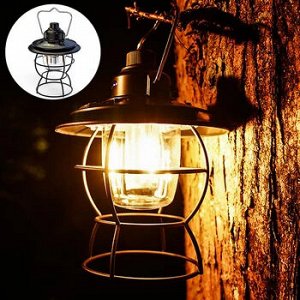 Retro Lamp. Многофункциональный кемпинговый фонарь. Аккумуляторная Ретро лампа водостойкая на 60 часов работы без подзарядки! Цвет черный