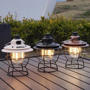 Retro Lamp. Многофункциональный кемпинговый фонарь. Аккумуляторная Ретро лампа водостойкая на 60 часов работы без подзарядки! Цвет черный