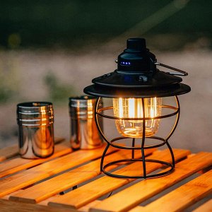 Retro Lamp. Многофункциональный кемпинговый фонарь. Аккумуляторная Ретро лампа водостойкая на 60 часов работы без подзарядки! Цвет черный