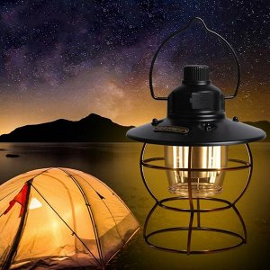 Retro Lamp. Многофункциональный кемпинговый фонарь. Аккумуляторная Ретро лампа водостойкая на 60 часов работы без подзарядки! Цвет черный