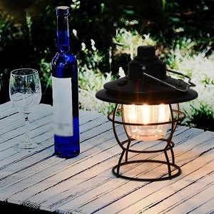 Retro Lamp. Многофункциональный кемпинговый фонарь. Аккумуляторная Ретро лампа водостойкая на 60 часов работы без подзарядки! Цвет черный