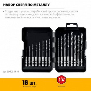 Набор сверл по металлу НЕХ-1/4"